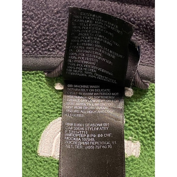 North Face Boys Large Green Black Sweater Full Zip Front Pockets Vintage Jacket - Picture 7 of 10